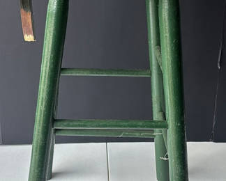Lot 106: Green Wooden Stool with Dog Design