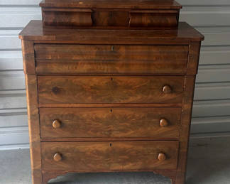 Lot 101: Antique Wooden Chest of Drawers with Upper Cabinet