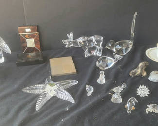 Lot 49: Assorted Crystal Glass Figurines and Teacup Set