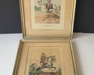 Lot 78: Two framed vintage French cavalry trumpeter prints