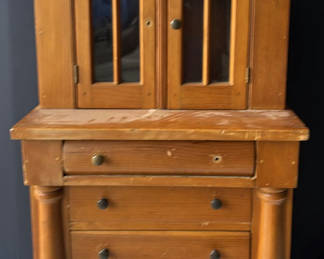 Lot 108: Wooden Cabinet With Glass Doors and Drawers