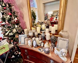 Gold Mirro and Nice Chest, Candles, Picture Frames