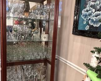 Nice Glass Front Curio, Lenox Holiday Glassware, Original art