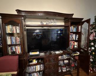 Huge Entertainment Center, Large Flatscreen TV, DVDs, CDs, Books
