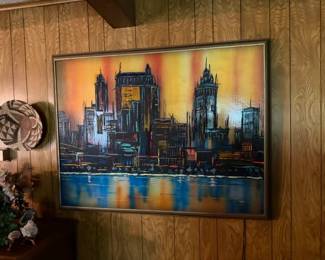 Mid-Century Lighted City Scape - the light is turned off in this photo.