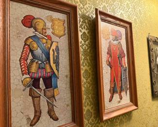 Fabulose textured art prints, Spanish knights in original frames