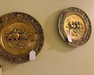 Vintge English brass chargers