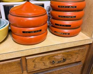 Vintage Pagoda stacking storage cannisters