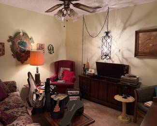Looking across the music room