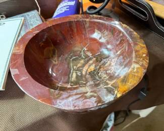 Beautiful carved petrified wood bowl