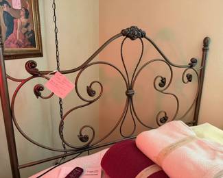 Vintage metal scroll work headboard with frame