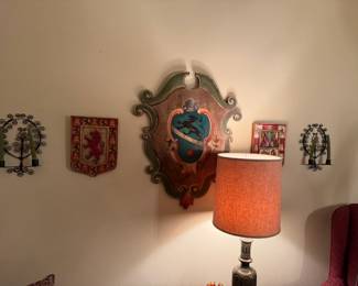 Wonderful mid-century art pieces and metal wall candle holders
