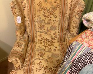 Vintage upholstered arm chair, has ware and needs cleaning, but I love the fabric!