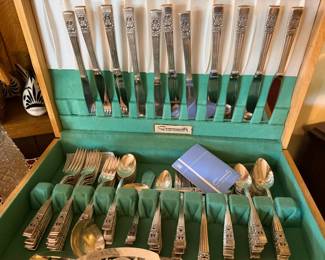 Vintage Community plate flatware with serving pieces
