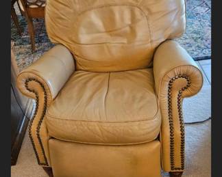 Cream leather reclining chair $75