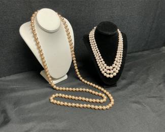 Lot # : 10 - Vintage Japanese Style Faux Pearls - 2 Sets