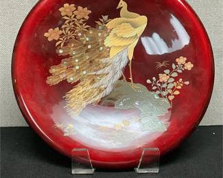 Lot # : 157 - Laquered Metal Peacock Decorative Plate