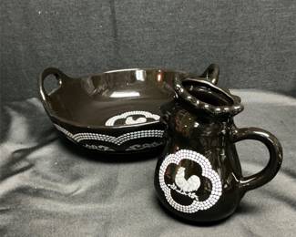 Lot # : 32 - Temptations Ceramic Doodle Doo Pitcher and Bowl