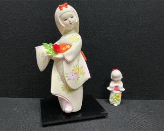 Lot # : 355 - Vintage Hakata Ningyo Doll Clay Figurines