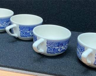 Lot # : 399 - Vintage Cavalier Blue Willow Blue and White Cups