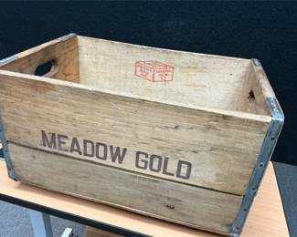 Meadow Gold wooden crate