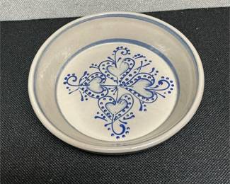 Lot # : 217 - Beaumont Brothers Pottery Blue Hearts Pie Plate