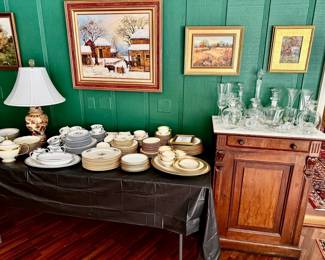 Lenox China and Marble Top Chest