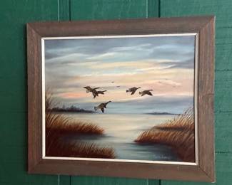Signed Ruth Koogle Waterfowl Oil Painting