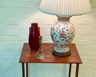 Porcelain Lamp and Chinese Dragon Handle Vase