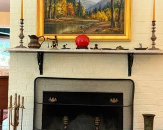 Vintage Fireplace Accessories and Small Bronze Items