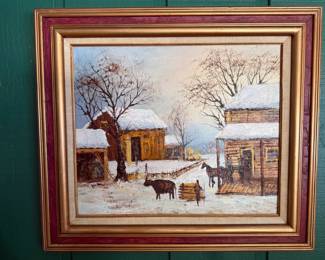 Framed Oil Winter Landscpe