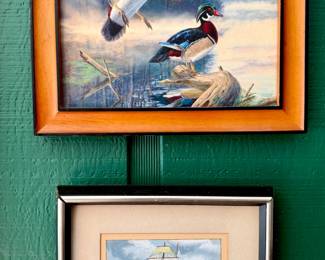 Ship Watercolor and Oil Ducks Painting