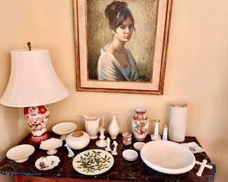 VintageLenox China and Oil on Canvas by C. Vealos 1963