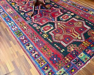 6'8" X 11'6" Vintage Turkish Hand Woven Kilm Rug
