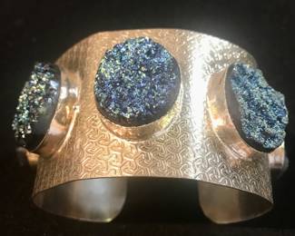 huge sterling and druzy cuff