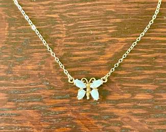 dainty opal butterfly necklace