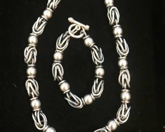 chunky sterling necklace and bracelet
