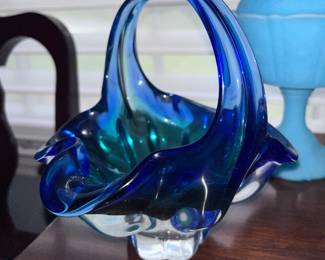 Vintage cobalt blue glass bowl
