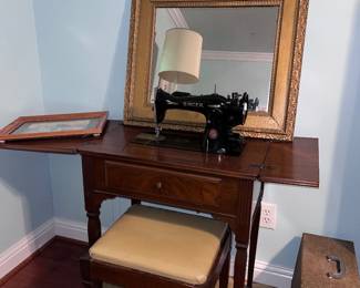 Vintage cabinet, singer, sewing machine