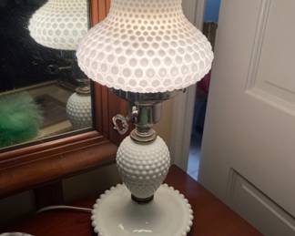 White button glass lamps