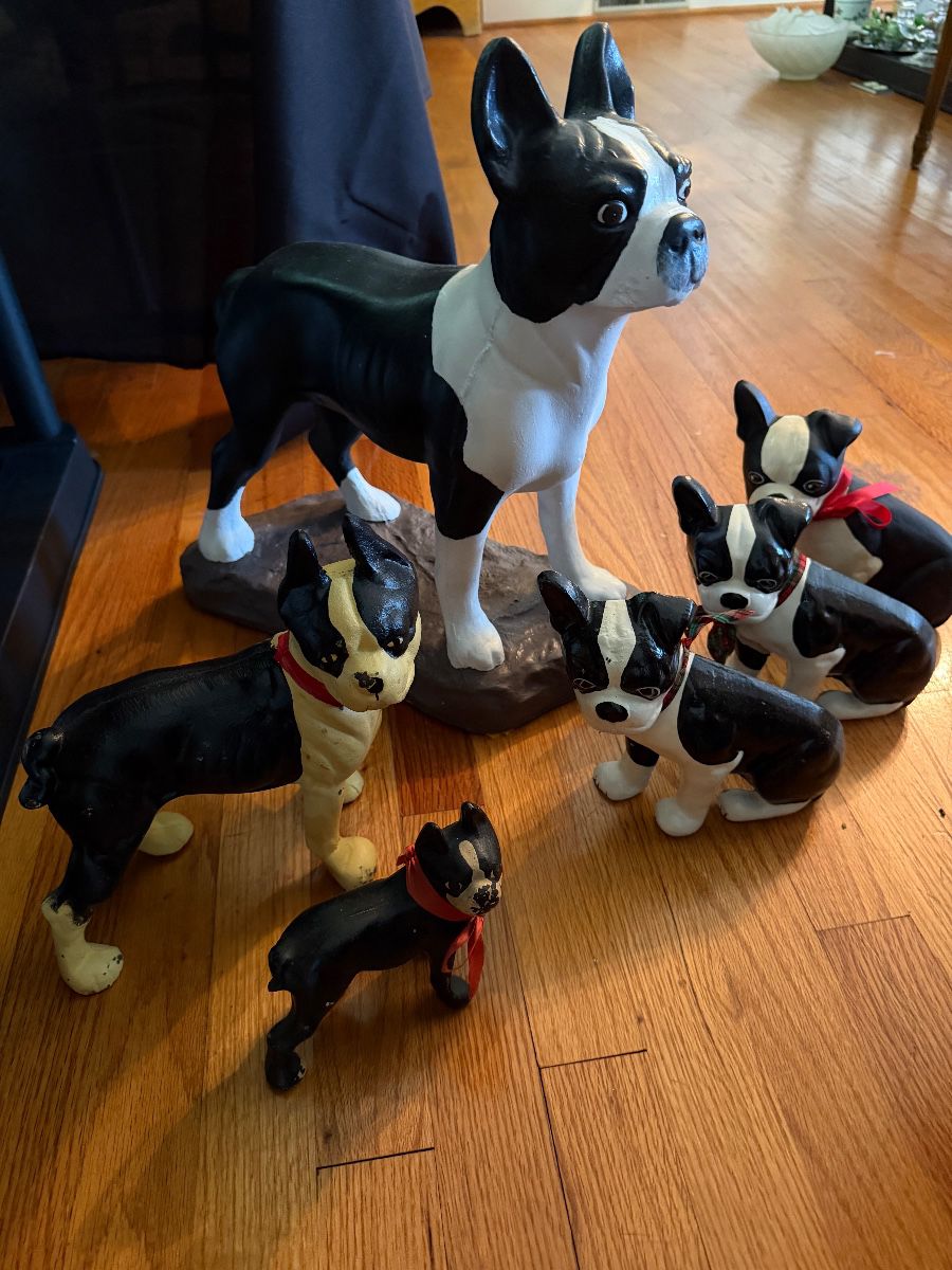 Antique Cast Iron Boston Terrier Door Stops
