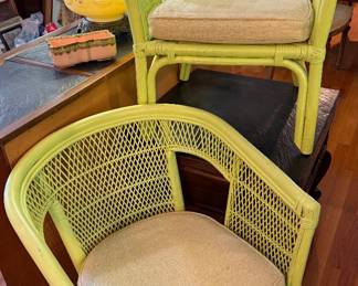Vintage Rattan Barrel Chairs with Cain Backing