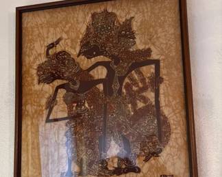 SAT077 - Framed Vintage Indonesian Batik Tulis Textile Panel