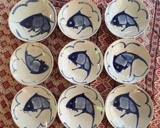 SAT083 - 9 Koi Designed Ceramic Plates