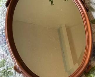 SAT397 - Vintage Carved Wood Oval Mirror