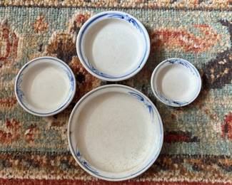 SAT347 - Vintage Asian Blue & White Porcelain Dipping Dishes