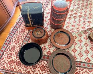 SAT131 - 3 Tier Lunch Boxes + Matching Bowl/Plate Set