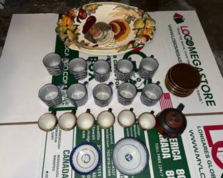 SAT123 - Sets of Porcelain Cups and Large Platter
