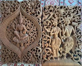 SAT110 - Two Wooden Balinese Hand Carved