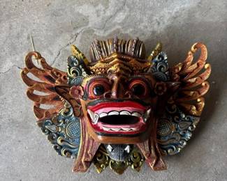 SAT522 - Vintage Hand-Carved Balinese Barong Wooden Mask
